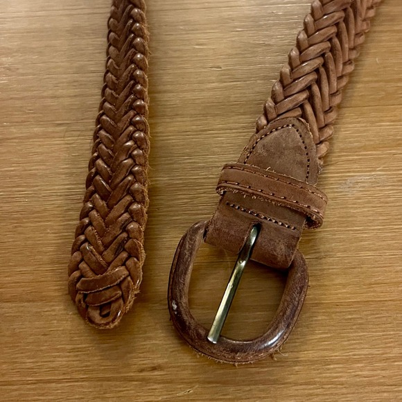 Full Grain Cowhide Argentina Braided Leather Belt Brown Woven Leather Size 30 - Picture 3 of 3
